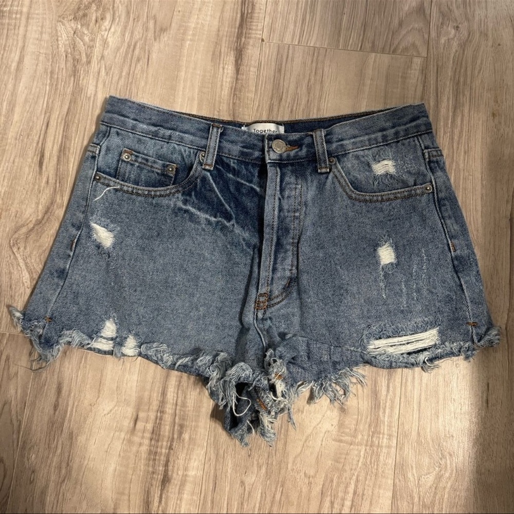 By Together denim shorts